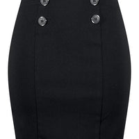 High Waist Pin Me Up Pencil Skirt in Black