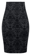 High Waist Damask Pencil Skirt