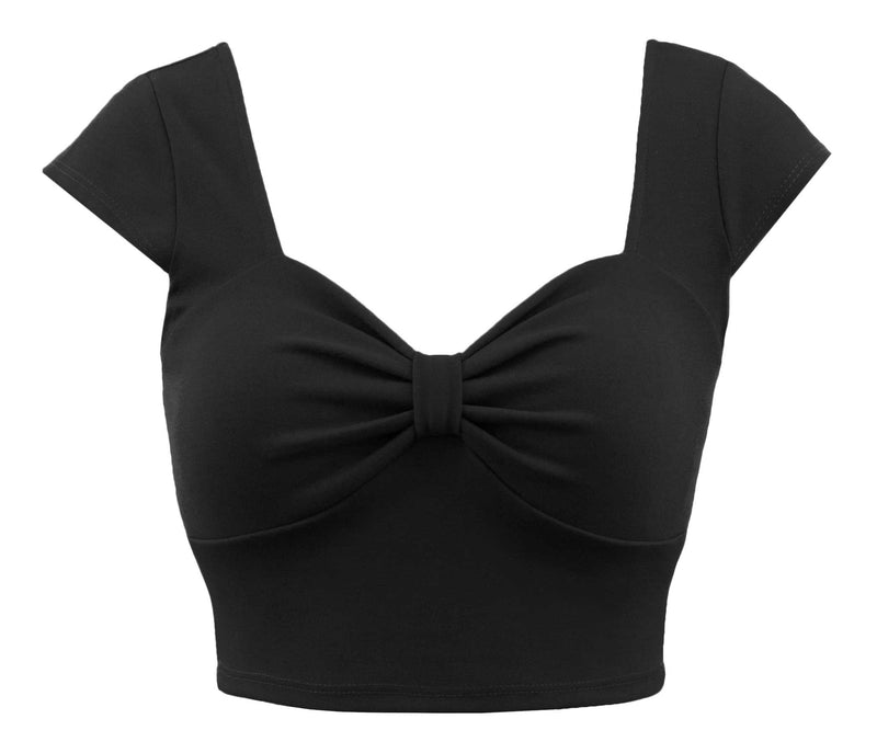 Pin Me Up Crop Top in Black - Pin Up, Rockabilly Crop Top