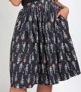 Vintage Halloween Skeleton Boo-Gie Swing Skirt