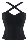 Retro Gal Criss Cross Top in Black