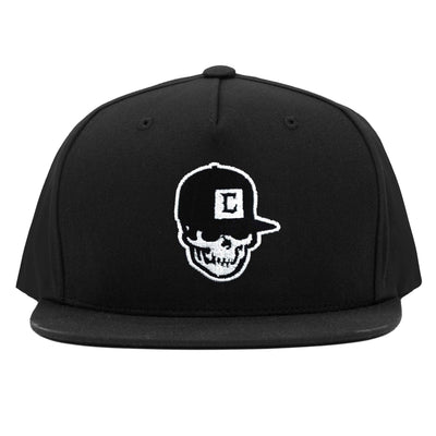 Embroidered smiling skull with Big C hat on snapback! This Cruise Coffin logo is inspired by Powell Peralta Skateboards and Eazy E NWA Crew!