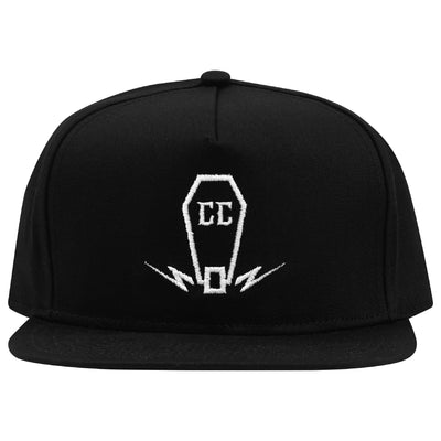 Cruise Coffin wheel with bolts icon is clean! Embroidered on a premium black original CC snapback hat. One size fits most.