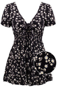 Daisy Print Romper in Black