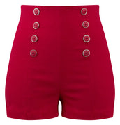 Red High Waist Pin Me Up Shorts