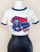 Drac Fitted Ringer T-Shirt in Natural/Navy