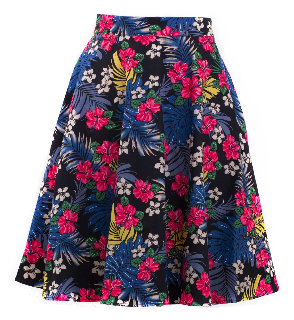 Tropical Hibiscus Floral Swing Skirt