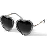 Heart Shaped Sunglasses in Black Glitter