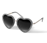 Heart Shaped Sunglasses in Black Glitter