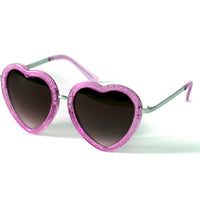 Pink Glitter Heart Shaped Sunglasses