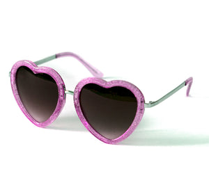Pink Glitter Heart Shaped Sunglasses