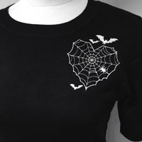 Black Pullover Batty Web Heart Sweater