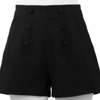 Black High Waist Vintage Gal Flared Shorts