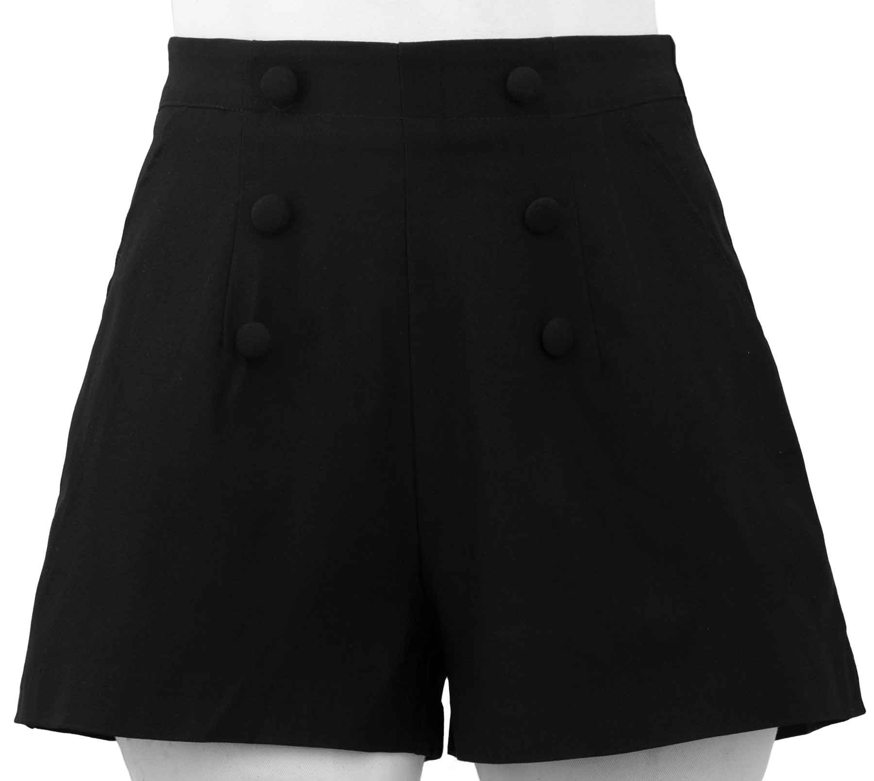 Black High Waist Vintage Gal Flared Shorts | Double Trouble Apparel
