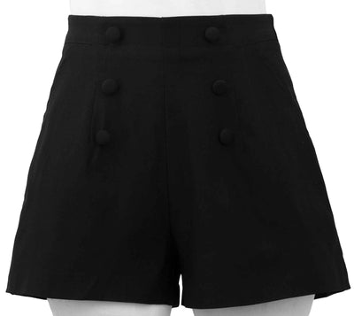 Black High Waist Vintage Gal Flared Shorts