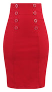 High Waist Pin Me Up Pencil Skirt in Red