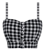 Black & White Gingham Retro Gal Crop Top