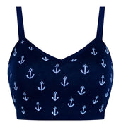 Navy Blue Anchors Away Crop Top