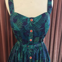 Cool Navy Green Tiki Palms Swing Dress by Collectif