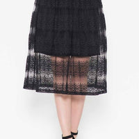 Vintage Inspired Lace Overlay Skirt in Black