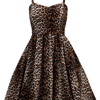 retro leopard pinup dress swing stretchy with sweetheart bust line
