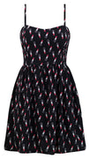 Glamour Girl Lipstick Print Dress in Black