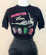 Monster Lover Short Sleeve Sweater In Black