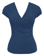 Navy Bombshell Polka Dot Top