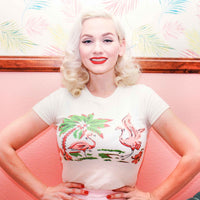 Pink Flamingo T-Shirt in Ivory