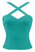 Retro Gal Criss Cross Top in 50's Mint Jade