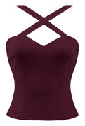 Retro Gal Criss Cross Top in Burgundy