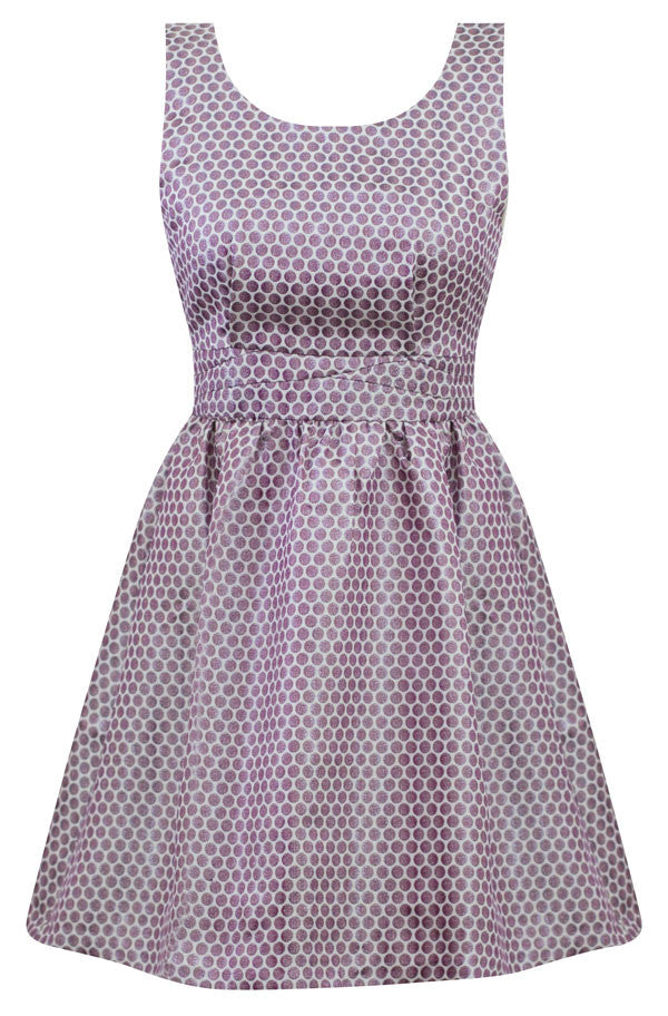 Lavender Metallic Polka Dot Retro Holiday Dress
