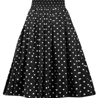 Polka Dot Swing Skirt with Stretch Waist in Black