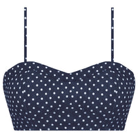 Polka Dot Crop Top in Blue Chambray