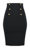 Black Retro Glam High Waist Pin Up Pencil Skirt