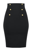 Black Retro Glam High Waist Pin Up Pencil Skirt