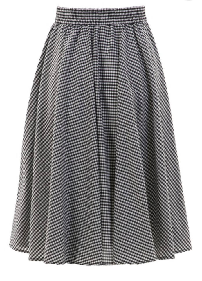 Black Gingham Swing Skirt with Stretch Waist | Double Trouble Apparel