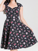 Tattoo Flash Art Inspired Print Dress in Black