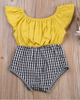 Gingham and Mustard Lace Baby Romper