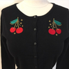 Atomic Cherry Embroidered Cardigan in Black