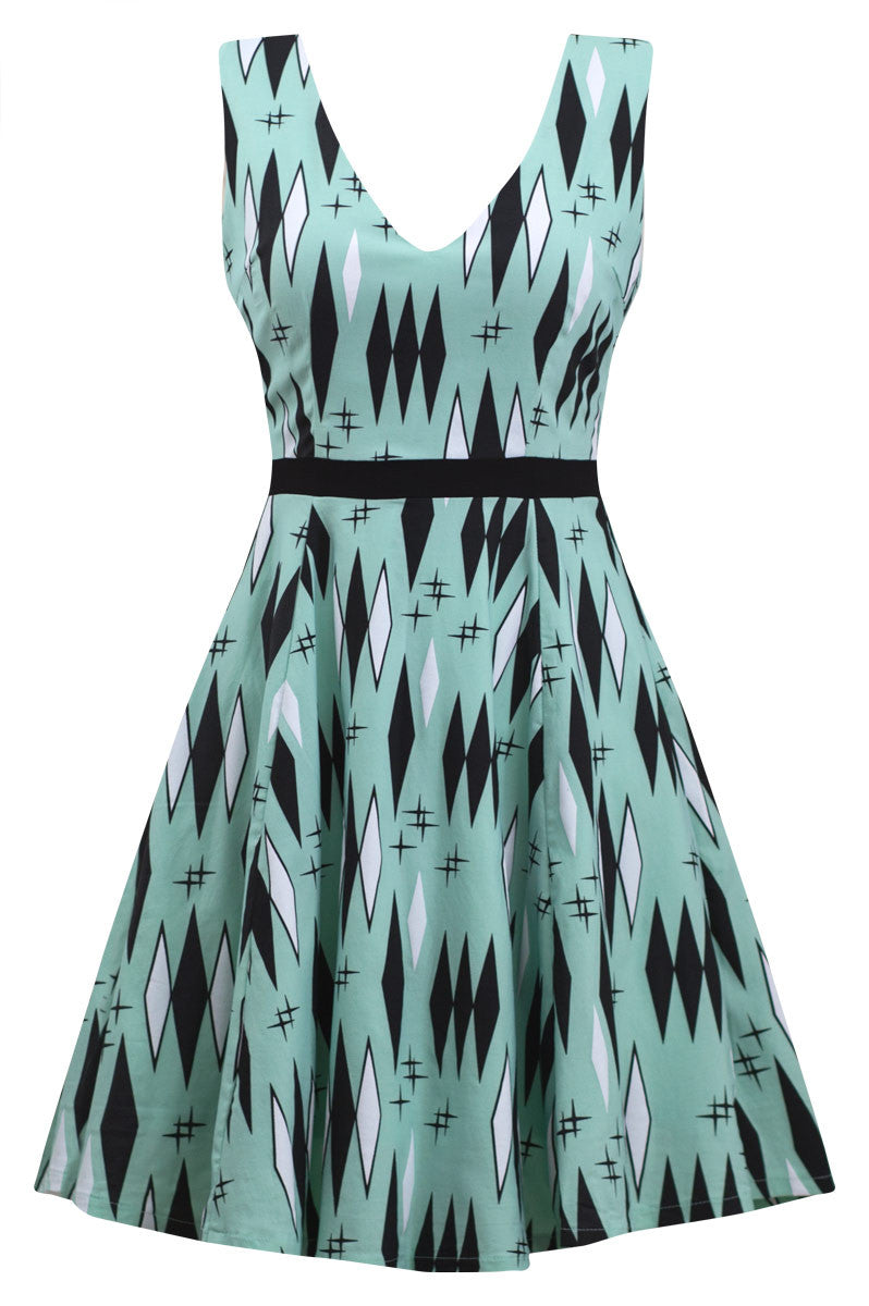 Atomic Twinkletoes Retro Diamonds Dress by Sourpuss. Double Trouble