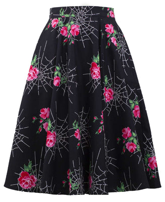 Kiss of the Spider Vintage Inspired Swing Skirt with Pockets