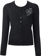 Batty Web Heart Cardigan in Black