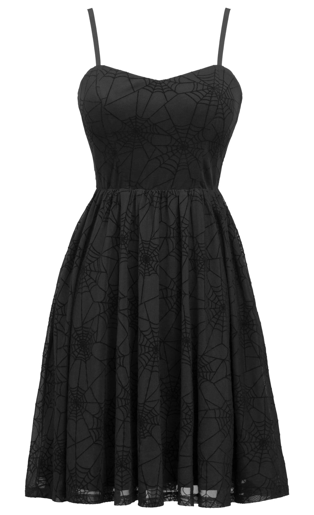 Spiderweb Swing Dress with Pockets in Black