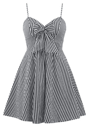 Retro Doll Striped Dress in Black & White