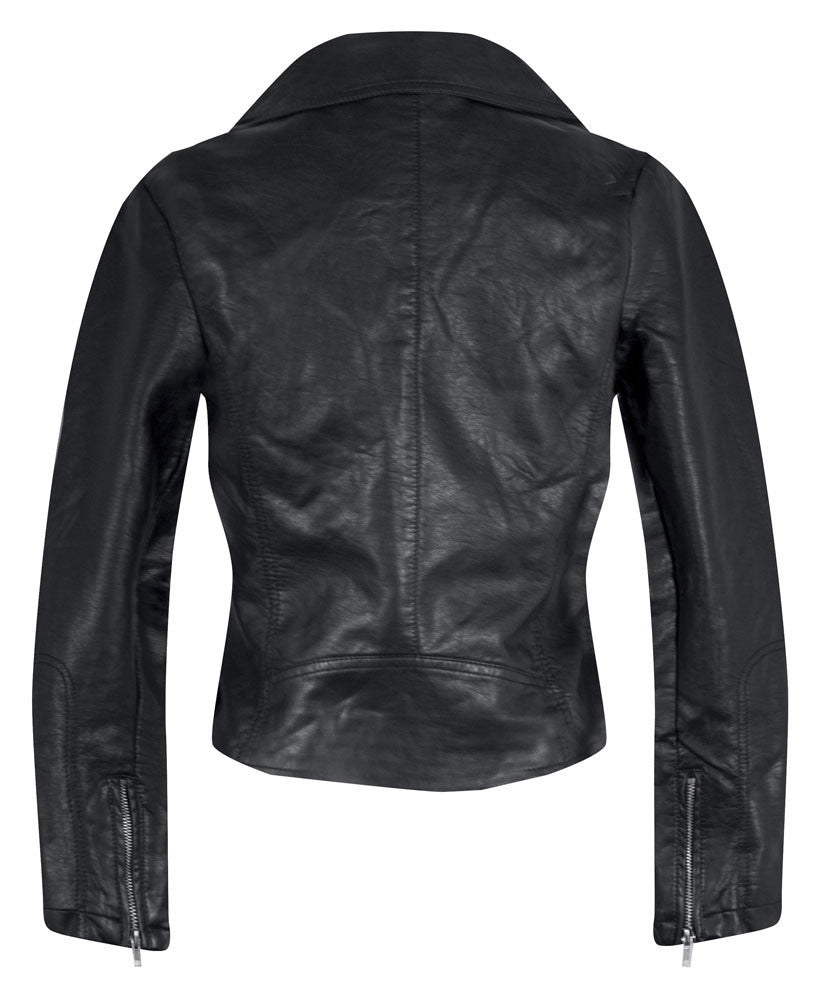 Black Studded Faux Leather Moto Jacket | Double Trouble Apparel