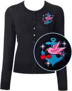 Black Classic Swallow & Anchor Starburst Cardigan