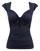 Navy Polka Dot Sweetheart Vixen Tie Top