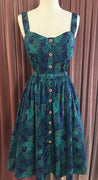 Cool Navy Green Tiki Palms Swing Dress by Collectif