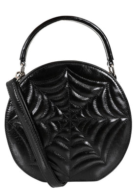 Purple Patent Leatherette Spiderweb Handbag